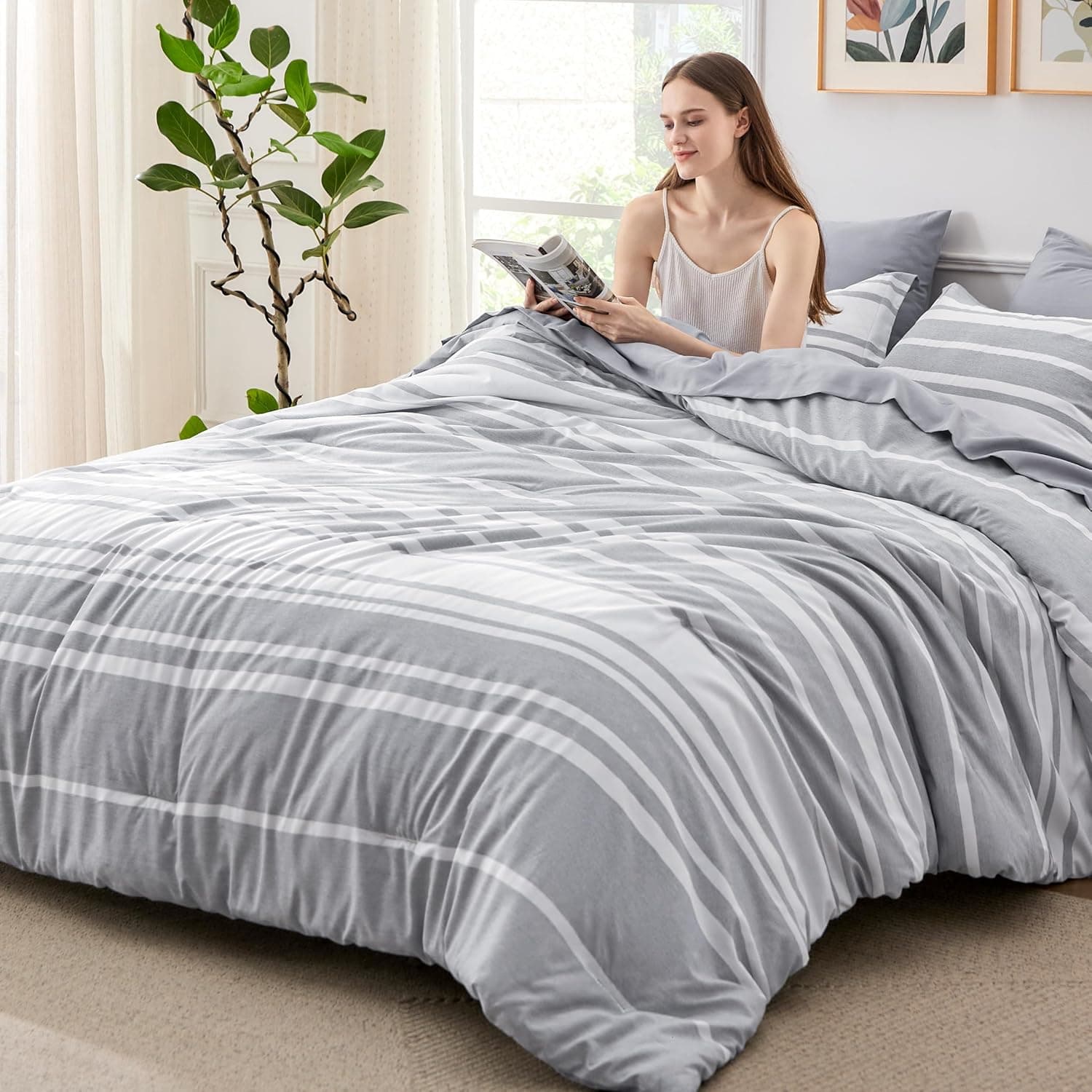 Bedsure Queen Comforter Set — 8 Pieces